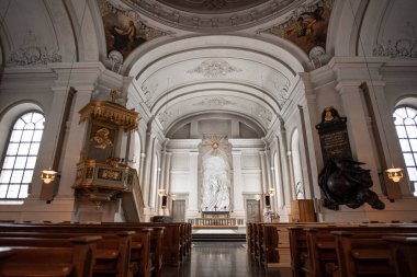 Stockholm, Sweden - February 14, 2023: Adolf Fredrik Church (Adolf Fredriks kyrka) interior inside view