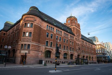 Stockholm, İsveç - 23 Mayıs 2023: Merkez Postane Binası (Posthuset) cephesi 