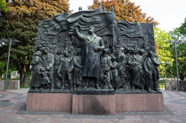 Stockholm, İsveç - 23 Mayıs 2023: Brantingmonumentet (Branting Anıtı) - İsveç sosyal demokratlarının önde gelen figürlerinden Hjalmar Branting 'in anıtı