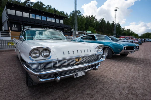 Стокгольм Швеція Серпня 2023 Року Виставка Автомобільного Шоу White Chrysler — стокове фото
