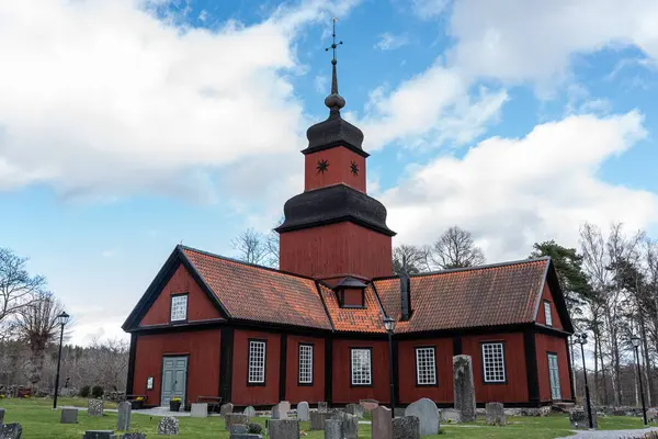 Kersberga Sweden April 2024 Roslags Kulla Kyrka Old Wooden Church — 图库照片
