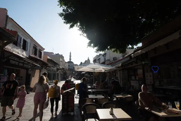 stock image Rhodes, Greece - June 07, 2024: Old town view of travel destinations in Rhodes Town taken on warm sunny day