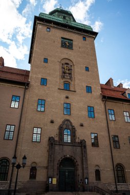 Stockholm, Sweden - January 07, 2023: Stockholm district court facade on bright summer day clipart