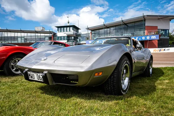 stock image Stockholm, Sweden - August 03, 2024: Grey Chevrolet Corvette Stingray C3