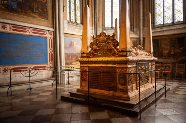 Uppsala, İsveç - 3 Eylül 2024: I. Gustav (Gustav Vasa) kabri, defin yeri. I. Gustav 'ın mezarı Vasa ve eşleri.
