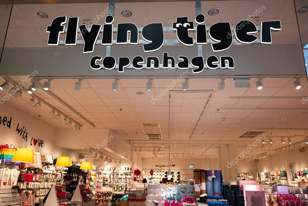 Stockholm, Sweden - February 4, 2025: Flying Tiger Copenhagen store entrance sign
