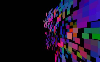 Modern topoloji 3 boyutlu arka plan. Üç boyutlu soyut mozaik kareler. Teknoloji ve güvenlik arka plan tasarımı konsepti. Sunum, şablon, kart, kitap kapağı, poster vs. için uygun.