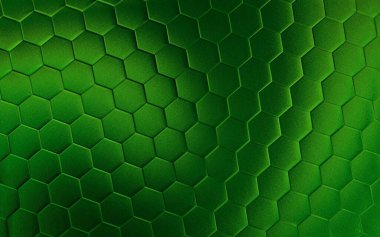 Yeşil 3d altıgen arka plan. Gerçekçi bal peteği desen ızgarası. Altıgen desen.