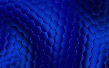 Mavi 3d altıgen arka plan. Gerçekçi bal peteği desen ızgarası. Altıgen desen.