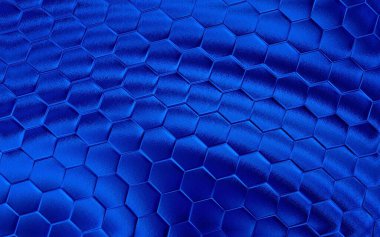 Mavi 3d altıgen arka plan. Gerçekçi bal peteği desen ızgarası. Altıgen desen.