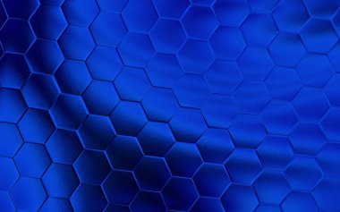 Mavi 3d altıgen arka plan. Gerçekçi bal peteği desen ızgarası. Altıgen desen.