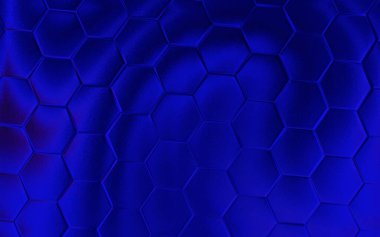Mavi 3d altıgen arka plan. Gerçekçi bal peteği desen ızgarası. Altıgen desen.