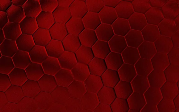 Röd Hexagonal Bakgrund Realistisk Bikaka Textur Rutnät Hexagonmönster — Stockfoto