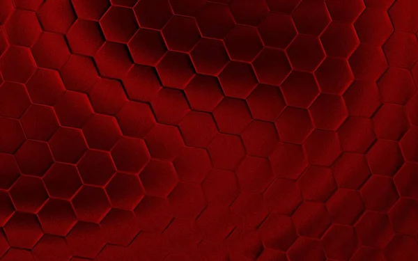 Red Hexagonal Background Realistic Honeycomb Texture Grid Hexagon Pattern — Stock Photo, Image