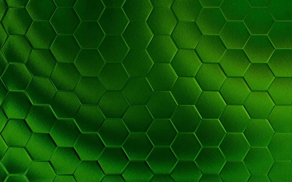 緑の3D六角形の背景 現実的なハニカムテクスチャグリッド 六角形 — ストック写真