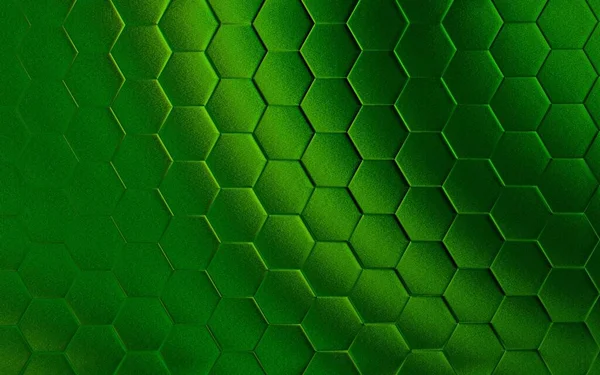 stock image Green 3d hexagonal background. Realistic honeycomb texture grid. Hexagon pattern.