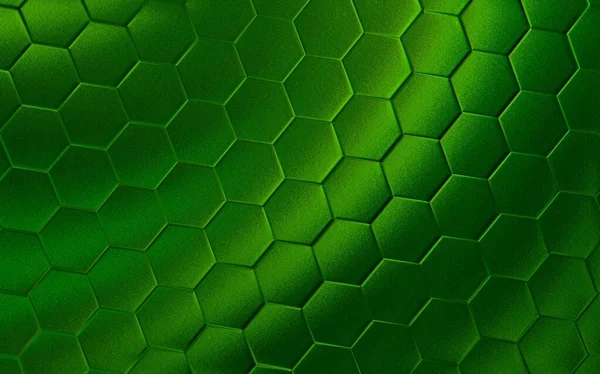 绿色3D六边形背景 现实的蜂窝纹理网格 六边形图案 — 图库照片