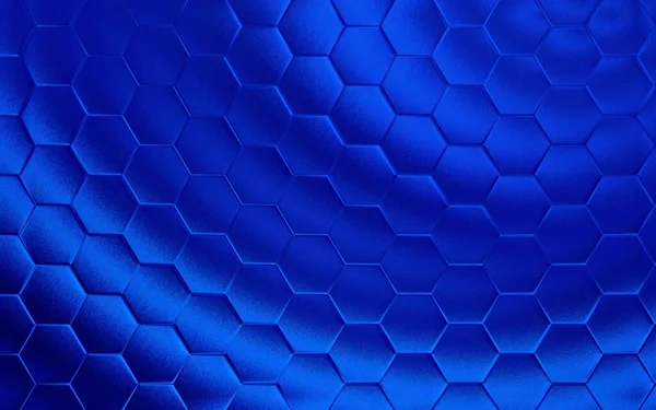 Blue Hexagonal Background Realistic Honeycomb Texture Grid Hexagon Pattern — Stock Photo, Image