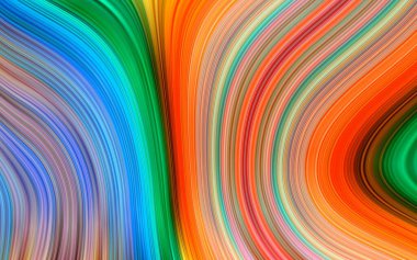 Dinamik renk serisi. Fütürist soyut renkli bir arka plan. Renkli dalgalı çizgileri olan sanatsal soyutlama. Renkli deforme çizgi dokuları. Yaratıcı çok renkli dalga çizgisi deseni.
