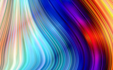 Dinamik renk serisi. Fütürist soyut renkli bir arka plan. Renkli dalgalı çizgileri olan sanatsal soyutlama. Renkli deforme çizgi dokuları. Yaratıcı çok renkli dalga çizgisi deseni.