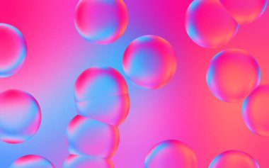 Sanatsal 3 boyutlu su kabarcığı arka planı. Renkli arkaplana şeffaf baloncuk düşüşünün 3 boyutlu çizimi. Renkli su kabarcıkları. Poster, kapak, arkaplan, sunum vs. için uygun.