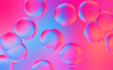 Sanatsal 3 boyutlu su kabarcığı arka planı. Renkli arkaplana şeffaf baloncuk düşüşünün 3 boyutlu çizimi. Renkli su kabarcıkları. Poster, kapak, arkaplan, sunum vs. için uygun.