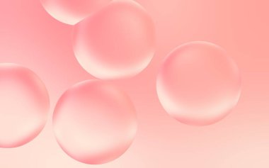 Çok güzel bir 3 boyutlu su kabarcığı. Şeffaf şeftali gradyan üzerine şeffaf kabarcık damla 3D illüstrasyon. Yumuşak şeftalili su kabarcıkları. Poster, kapak, sunum vs. için uygun.