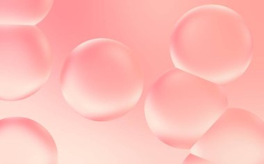 Çok güzel bir 3 boyutlu su kabarcığı. Şeffaf şeftali gradyan üzerine şeffaf kabarcık damla 3D illüstrasyon. Yumuşak şeftalili su kabarcıkları. Poster, kapak, sunum vs. için uygun.