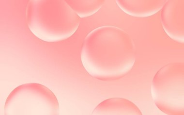 Çok güzel bir 3 boyutlu su kabarcığı. Şeffaf şeftali gradyan üzerine şeffaf kabarcık damla 3D illüstrasyon. Yumuşak şeftalili su kabarcıkları. Poster, kapak, sunum vs. için uygun.