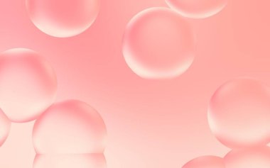 Çok güzel bir 3 boyutlu su kabarcığı. Şeffaf şeftali gradyan üzerine şeffaf kabarcık damla 3D illüstrasyon. Yumuşak şeftalili su kabarcıkları. Poster, kapak, sunum vs. için uygun.