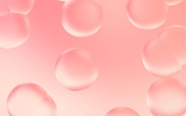 Çok güzel bir 3 boyutlu su kabarcığı. Şeffaf şeftali gradyan üzerine şeffaf kabarcık damla 3D illüstrasyon. Yumuşak şeftalili su kabarcıkları. Poster, kapak, sunum vs. için uygun.