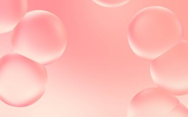 Çok güzel bir 3 boyutlu su kabarcığı. Şeffaf şeftali gradyan üzerine şeffaf kabarcık damla 3D illüstrasyon. Yumuşak şeftalili su kabarcıkları. Poster, kapak, sunum vs. için uygun.