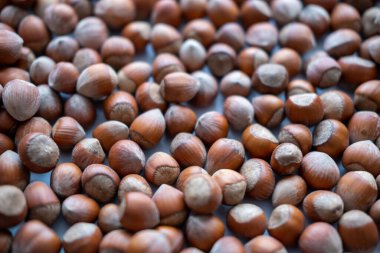 Fındık arkaplan, fındık arkaplan dokusu, fındık. Seçici odak.