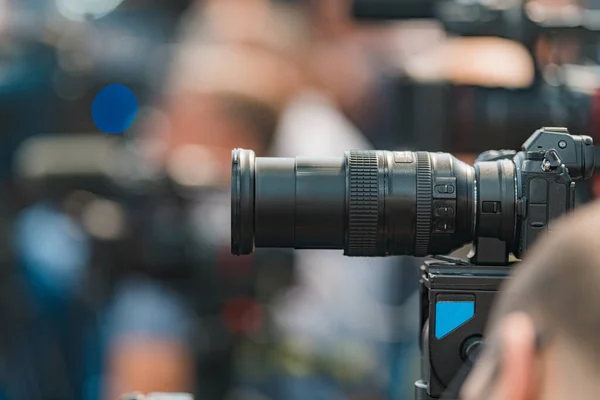 Kamera Egy Élő Médiakonferencián — Stock Fotó