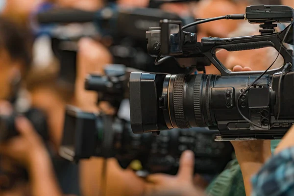Cobertura Pública Medios Comunicación Cámaras Televisión Una Conferencia Prensa — Foto de Stock