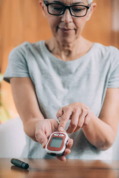 stock image Blood Sugar Monitor Testing at Home 