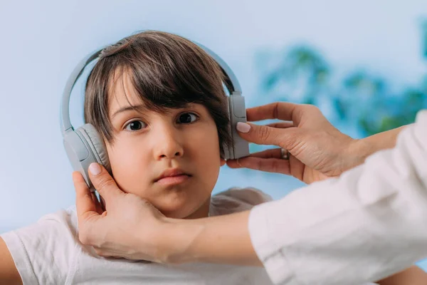 Test Audiométrique Tonalité Pure Vérification Capacité Des Enfants Entendre Différents — Photo