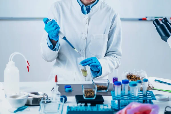 Pet Food Testing Laboratory Microbiologist Searching Presence Bacteria Dry Dog — Stock Photo, Image