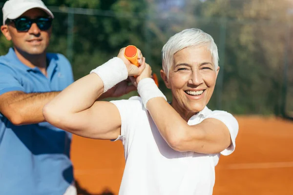 Tennis Training Senior People Instructor — Stock Photo, Image