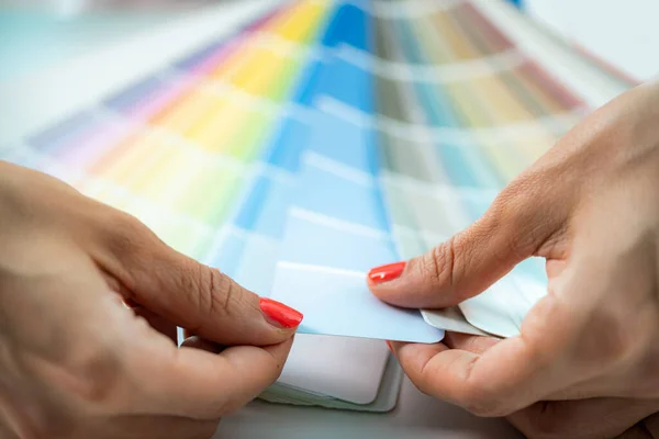 Diseñador Interiores Elegir Colores Paleta Colores Para Paredes —  Fotos de Stock