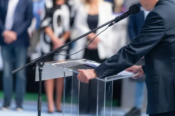Political Rally Political Candidate Addressing Captivated Audience Powerful Speech — Stock Photo, Image