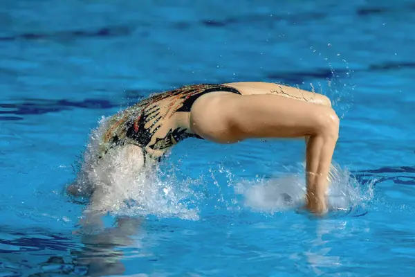 Esencia Fluidez Gracia Presenciar Danza Cautivadora Nadador Sincronizado Fascinante Abrazo —  Fotos de Stock