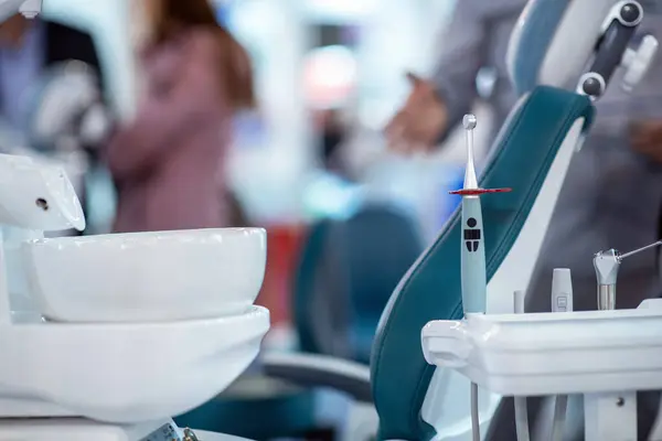 stock image Close-up detail showcasing the advanced technology and sleek design of a contemporary dental practice