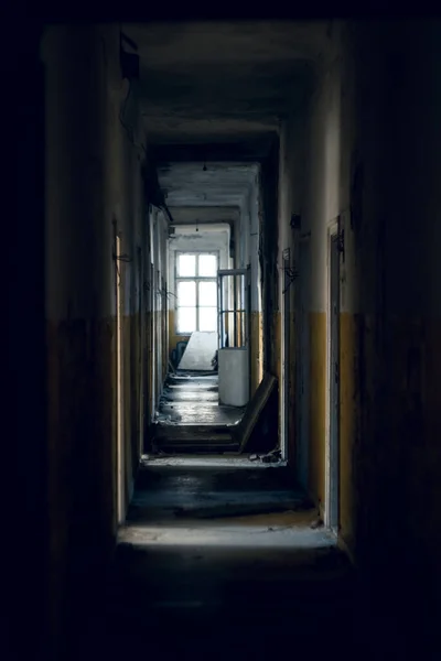 Beauty Decay Dark Endless Corridor Old Abandoned Building — Stock Photo, Image