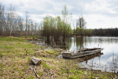 Sakin Koviljsko Gölü 'nde güneşli bir gün sükuneti Petrovaradinski Rit Kovilj Sırbistan
