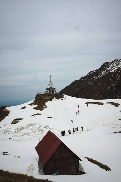 stock image Snow in the mountains - majestic panorama view Transfagaras Romania