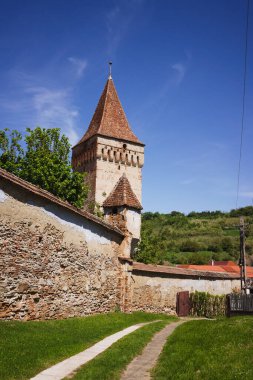 Eski Transilvanya Sakson Köyü Ortaçağ kilisesi Romanya