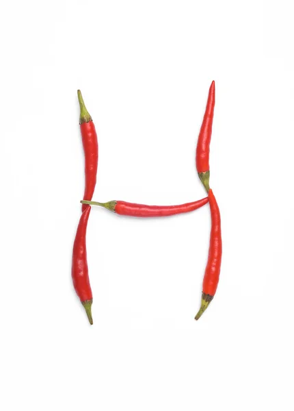 Brev Gjord Röd Chili Paprika Isolerad Vit Bakgrund — Stockfoto