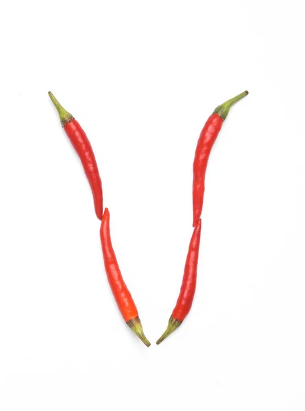 Brev Tillverkad Röd Chili Paprika Isolerad Vit Bakgrund — Stockfoto