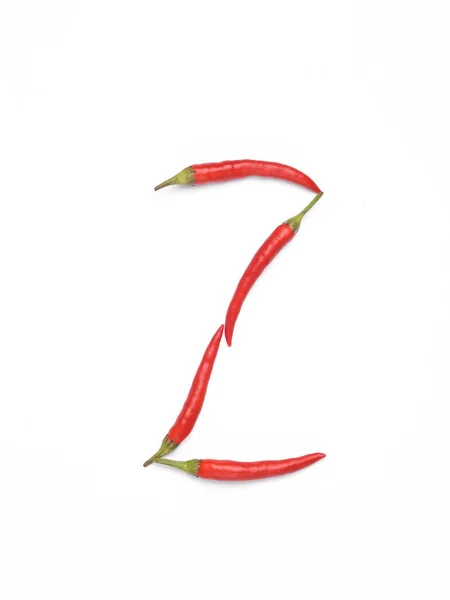 stock image Letter Z made from red chilli peppers isolated on white background